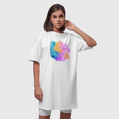 Женская футболка-платье Красочный узор с мандалами / Белый – фото 3