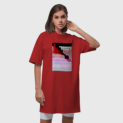 Женская футболка-платье Abstract glitch / Красный – фото 3