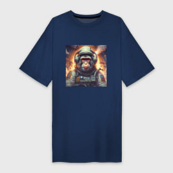 Женская футболка-платье Обезьяна космонавт