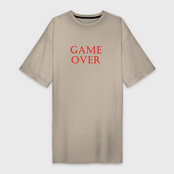 Футболка женская-платье Game over конец игры, цвет: миндальный