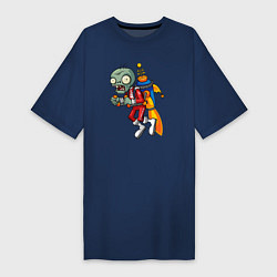 Футболка женская-платье Зомби на джетпаке, цвет: тёмно-синий