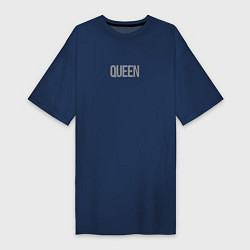 Футболка женская-платье Queen надпись, цвет: тёмно-синий