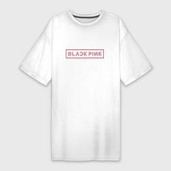 Футболка женская-платье Black pink - logotype - South Korea, цвет: белый