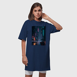 Футболка женская-платье Cyberpank, цвет: тёмно-синий — фото 2
