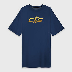 Футболка женская-платье CS 2 gold logo, цвет: тёмно-синий