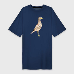 Футболка женская-платье Авдотка птица в стиле Low Poly, цвет: тёмно-синий