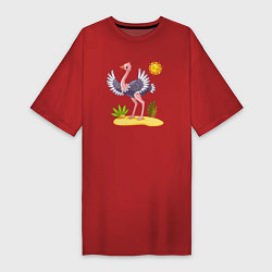 Футболка женская-платье Солнечный страус, цвет: красный