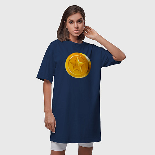 Женская футболка-платье Монета Марио / Тёмно-синий – фото 3