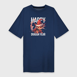 Футболка женская-платье Happy Dragon year, цвет: тёмно-синий