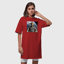 Футболка женская-платье Жираф астронавт, цвет: красный — фото 2