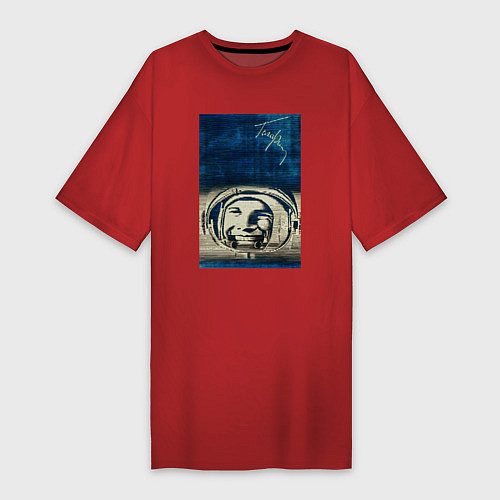Женская футболка-платье Космонавт номер один / Красный – фото 1