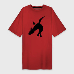 Футболка женская-платье Морской котик плавает, цвет: красный