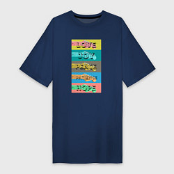 Футболка женская-платье Любовь радость мир терпение надежда, цвет: тёмно-синий