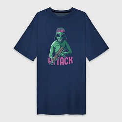 Футболка женская-платье Атака пришельцев, цвет: тёмно-синий
