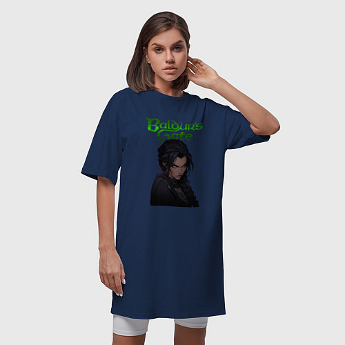 Женская футболка-платье Shadowheart - baldurs gate 3 - зеленый / Тёмно-синий – фото 3