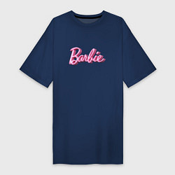 Женская футболка-платье Барби - объемными рукописными буквами