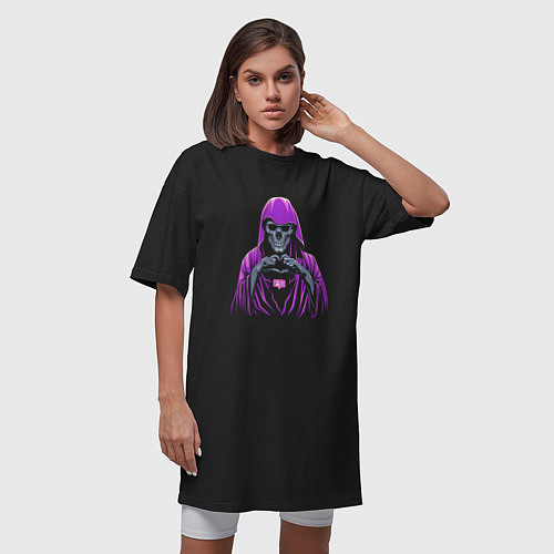 Женская футболка-платье Новый подписчик / Черный – фото 3