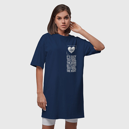 Женская футболка-платье Heart never lies / Тёмно-синий – фото 3
