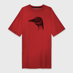 Футболка женская-платье Страус профиль, цвет: красный