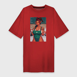 Футболка женская-платье Карлах и кофе, цвет: красный