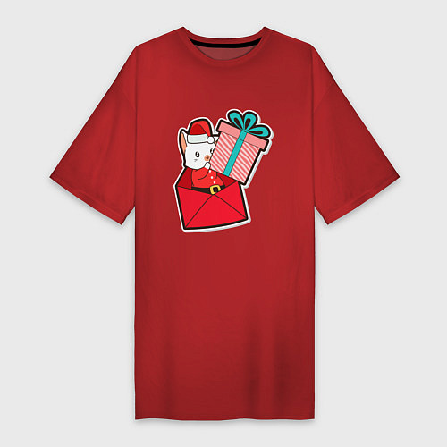 Женская футболка-платье Вам подарок от котика / Красный – фото 1