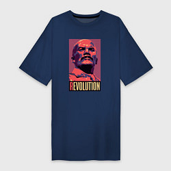 Футболка женская-платье Lenin revolution, цвет: тёмно-синий