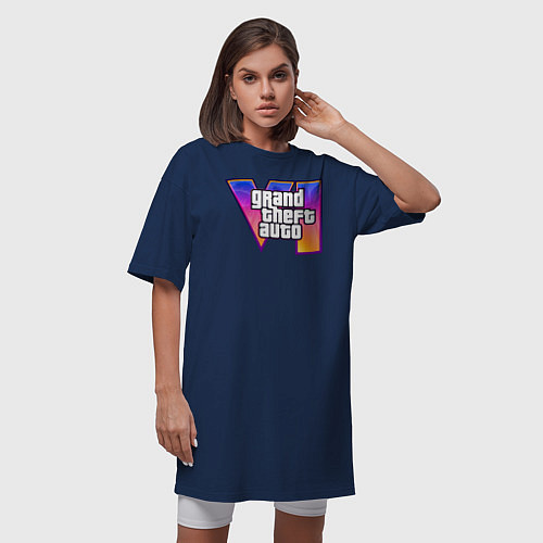 Женская футболка-платье GTA 6 art / Тёмно-синий – фото 3