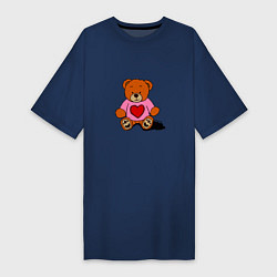 Женская футболка-платье Плюшевый мишка с сердечком