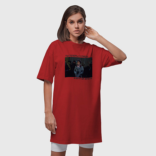 Женская футболка-платье Кругом враги рисунок / Красный – фото 3