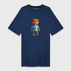 Женская футболка-платье Медвежонок улыбается
