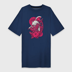 Женская футболка-платье Медведь - самурай