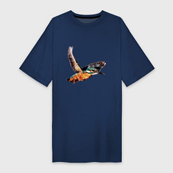 Женская футболка-платье Птицы зимородок в полете