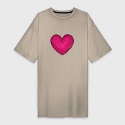 Женская футболка-платье Рисунок сердце розового цвета