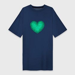 Женская футболка-платье Рисунок сердце бирюзового цвета