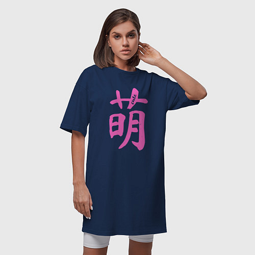 Женская футболка-платье Милый иероглиф / Тёмно-синий – фото 3