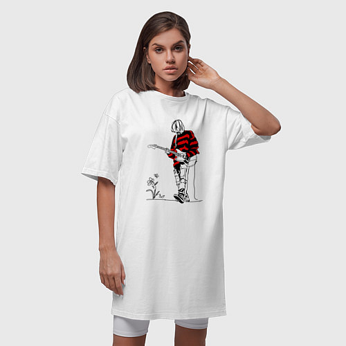 Женская футболка-платье Курт Кобейн Нирвана свитер / Белый – фото 3