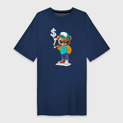 Женская футболка-платье Плюшевый медведь с трубкой