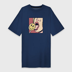 Женская футболка-платье Смайлик леденец