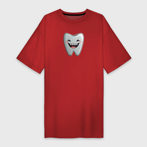 Женская футболка-платье Улыбающийся зуб / Красный – фото 1
