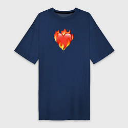 Футболка женская-платье Эмодзи сердце в огне, цвет: тёмно-синий