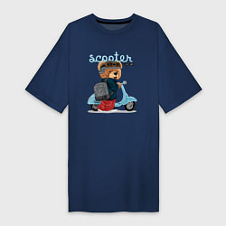 Женская футболка-платье Плюшевый медвежонок и скутер