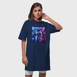 Футболка женская-платье Minecraft and cyberpunk - collaboration, цвет: тёмно-синий — фото 2