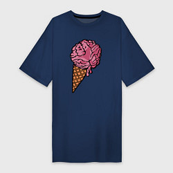 Футболка женская-платье Brain ice cream, цвет: тёмно-синий