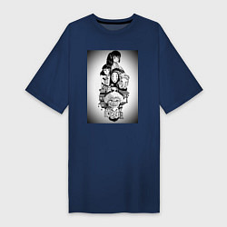 Футболка женская-платье Унесённые призраками Тихиро Огино Хаку, цвет: тёмно-синий