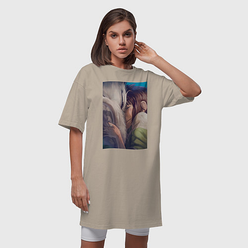 Женская футболка-платье Тихиро Огино Хаку Унесённые призраками / Миндальный – фото 3