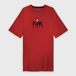 Футболка женская-платье Punk rock and skull black, цвет: красный