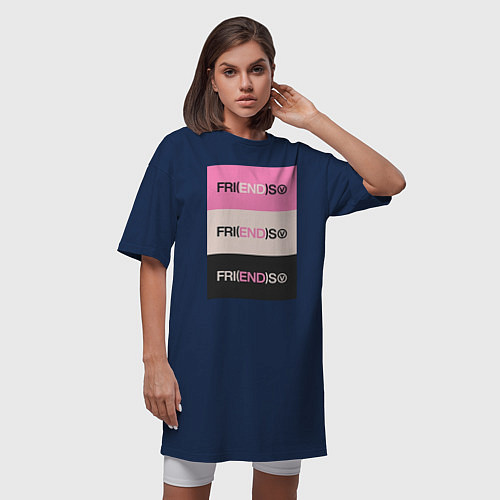 Женская футболка-платье V Fri END S - friends song / Тёмно-синий – фото 3