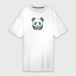 Футболка женская-платье Маленькая забавная панда, цвет: белый