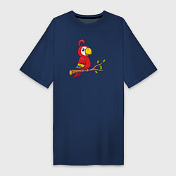 Футболка женская-платье Красный попугайчик, цвет: тёмно-синий