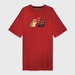 Женская футболка-платье Недовольный и грустный кот - Talking Cats